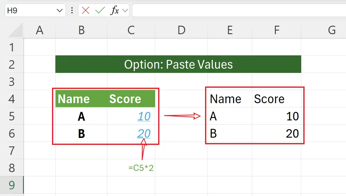 Paste Values