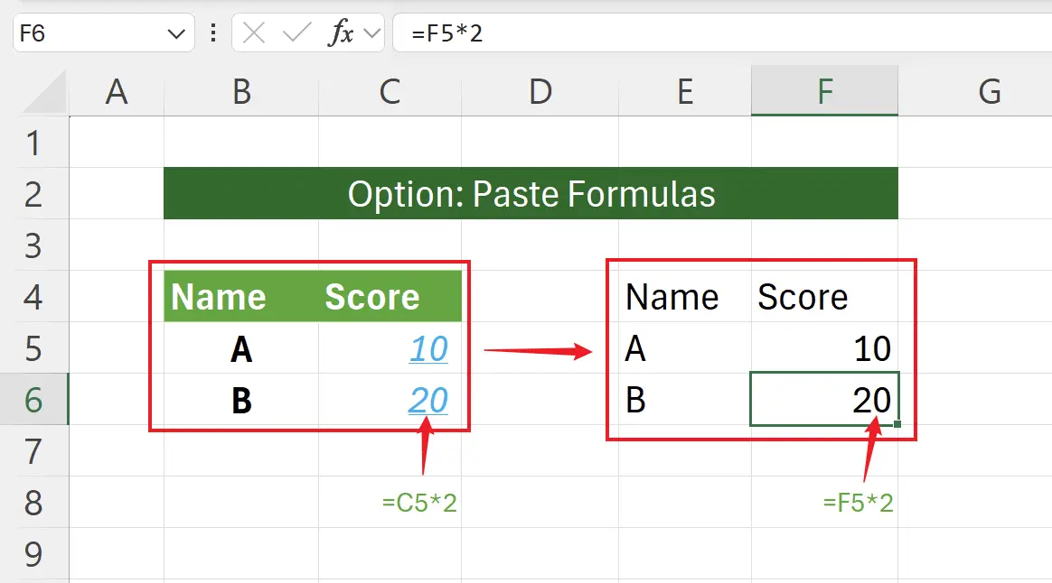 Paste Formulas