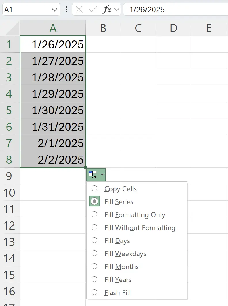 Switching Fill Types When Filling Date Sequences