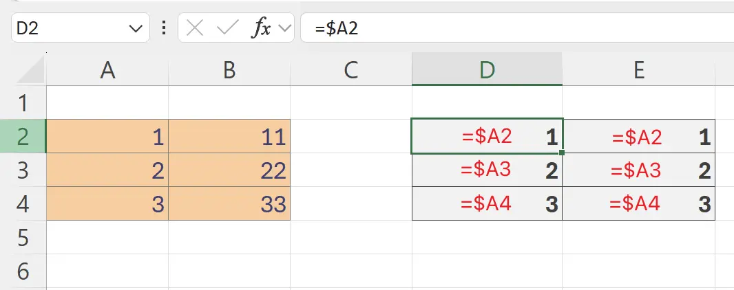 Mixed Relative and Absolute References: Keep Column Unchanged