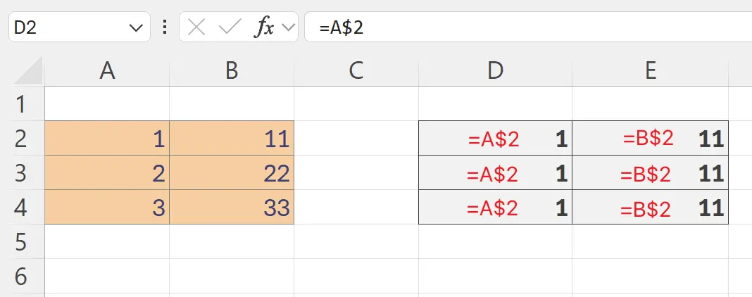 Mixed Relative and Absolute References: Keep Row Unchanged