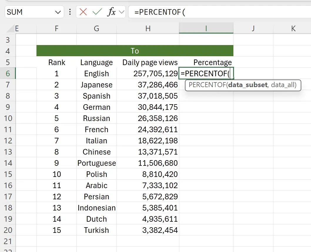 Entrez la fonction $$_=PERCENTOF_$$