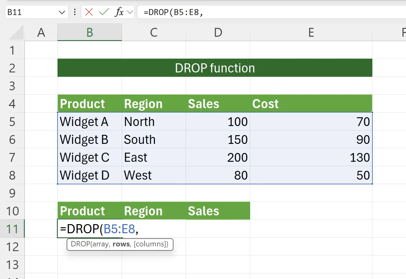 Getting Started with the DROP Function