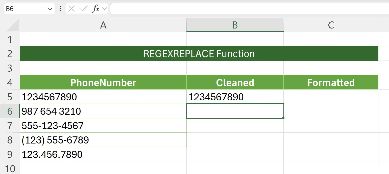 Anwenden der REGEXREPLACE-Funktion