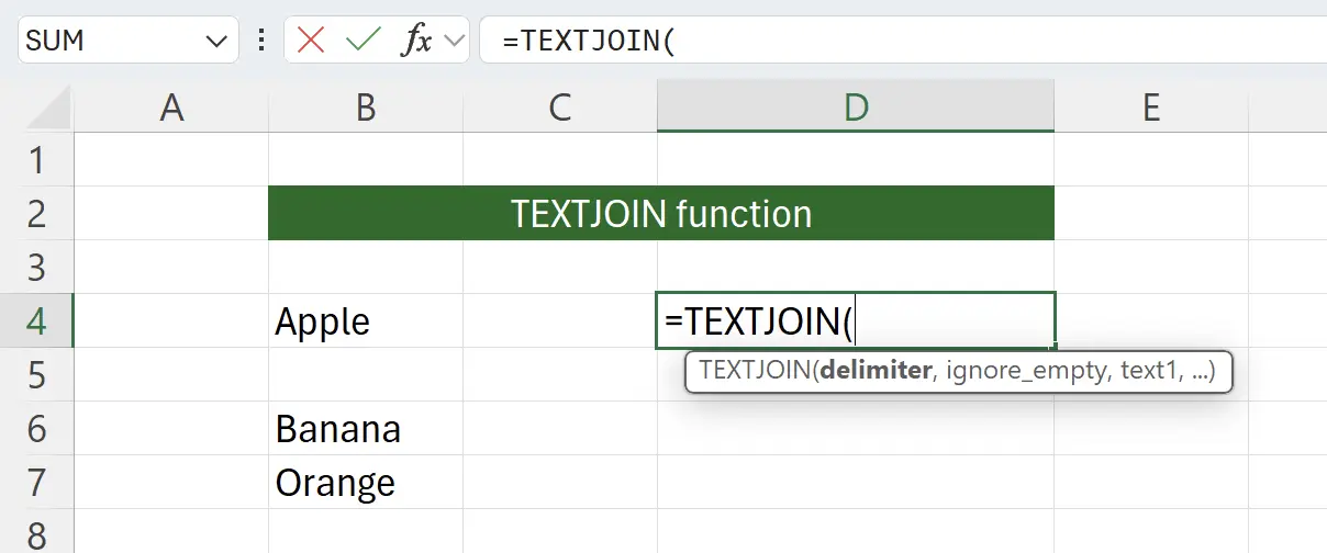 Introduction à la fonction TEXTJOIN